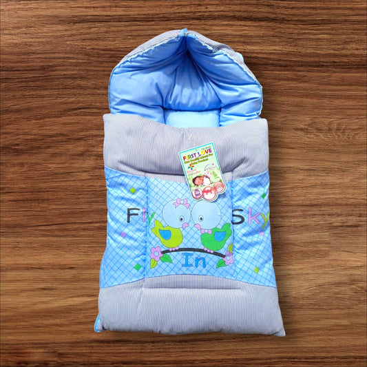 Newborn Baby Hooded Carry Nest Cotton Frisky Blue