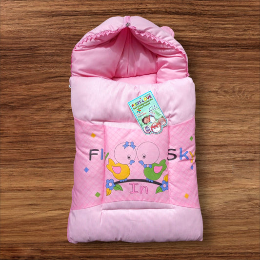 Newborn Baby Hooded Carry Nest Cotton Frisky Pink