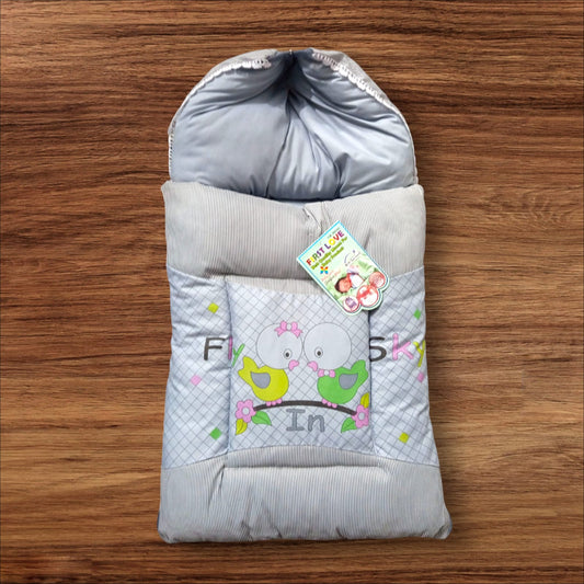 Newborn Baby Hooded Carry Nest Cotton Frisky Grey