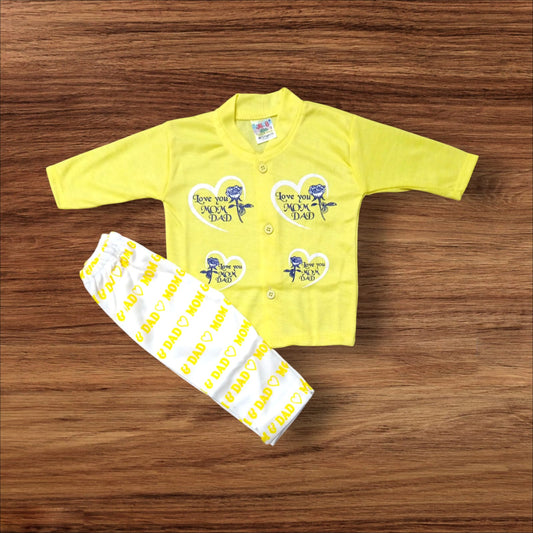 Baby Suit Love you mom dad Yellow (1 to 6 Months)