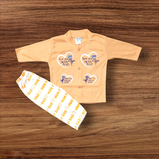 Baby Suit Love you mom dad Light Orange (1 to 6 Months)
