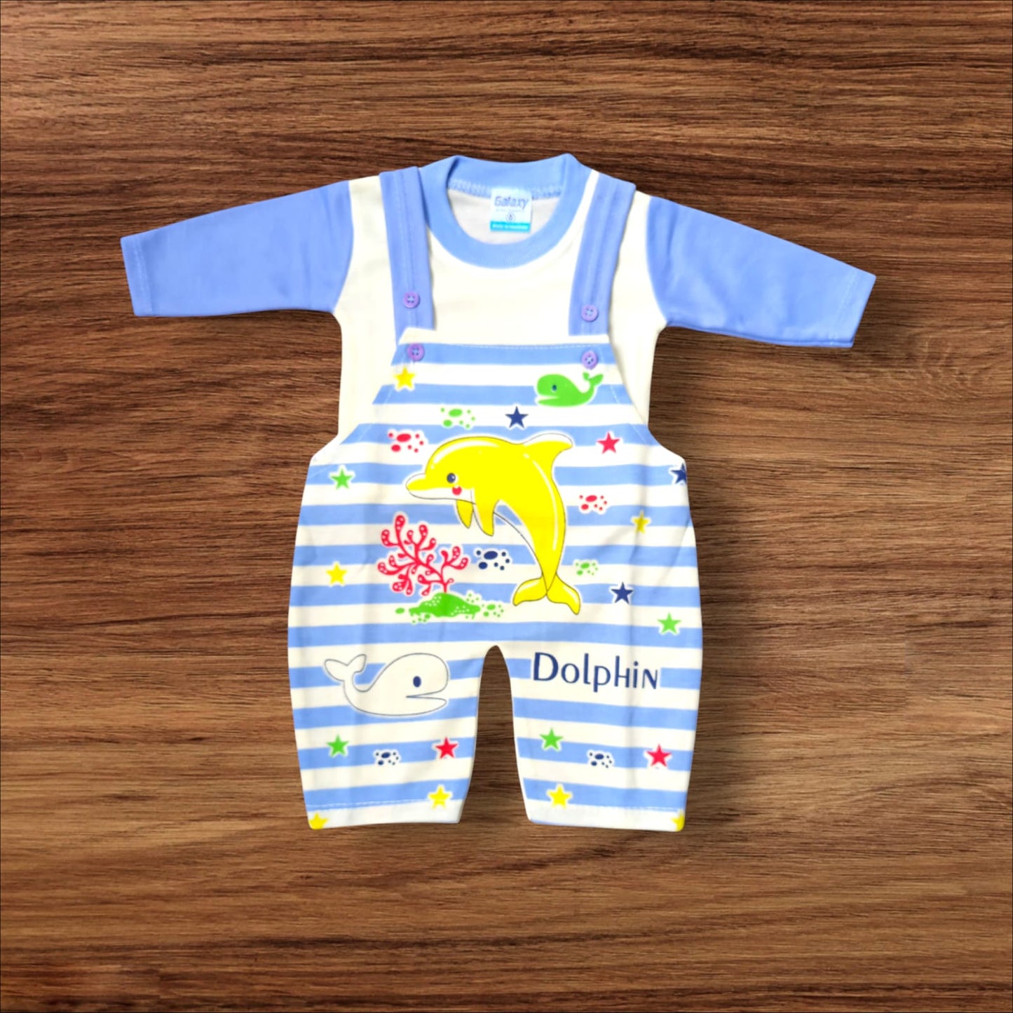 New Born Baby Romper Dolphin Blue (1 to 6 Months)