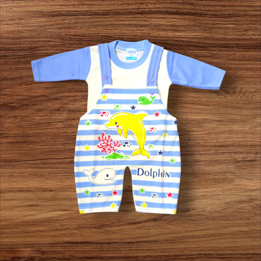 New Born Baby Romper Dolphin Blue (1 to 6 Months)