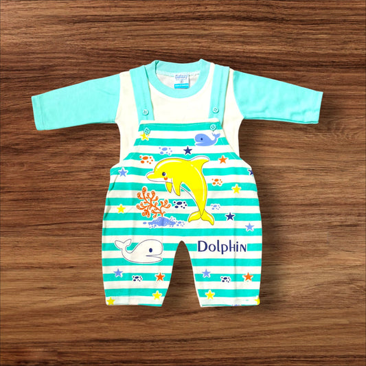 New Born Baby Romper Dolphin Green (1 to 6 Months)