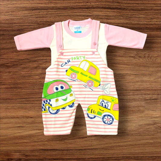 New Born Baby Romper Car Party Pink