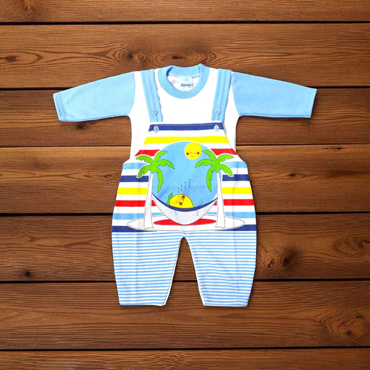 New Born Baby Romper Seaside Blue (1 to 6 Months)