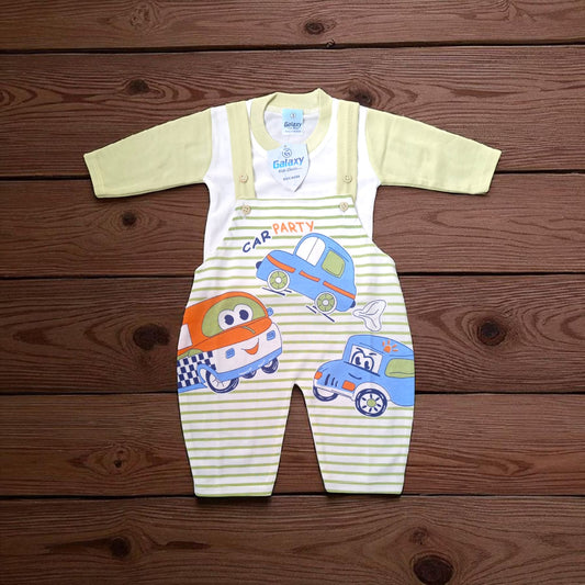New Born Baby Romper Car Party green (1 to 6 Months)