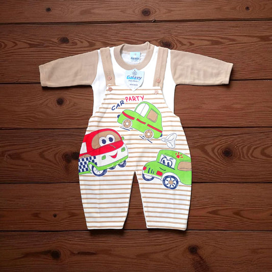 New Born Baby Romper Car Party brown (1 to 6 Months)
