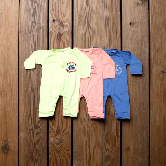 Baby Footless Plain Rompers Pack of 3 (0 to 3 months)