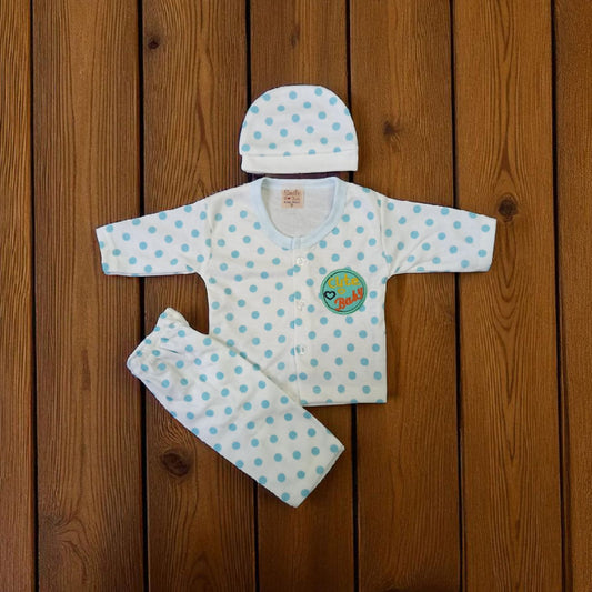 New Born Baby Suit Plain Dot Blue