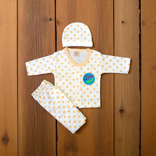 New Born Baby Suit Plain Dot Peach