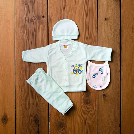 New Born Baby Suit Lets Work Green