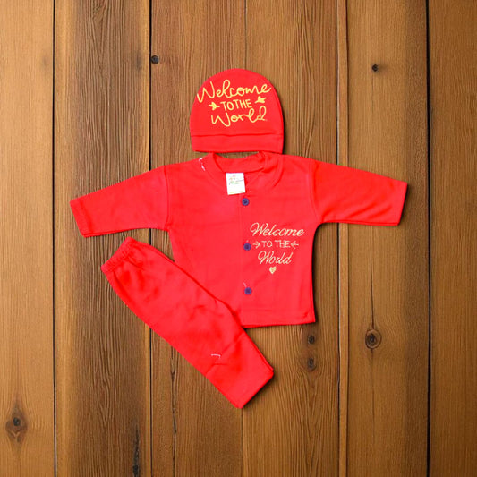 New Born Baby Suit Welcome Red