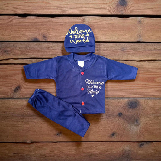 New Born Baby Suit Welcome Navy Blue