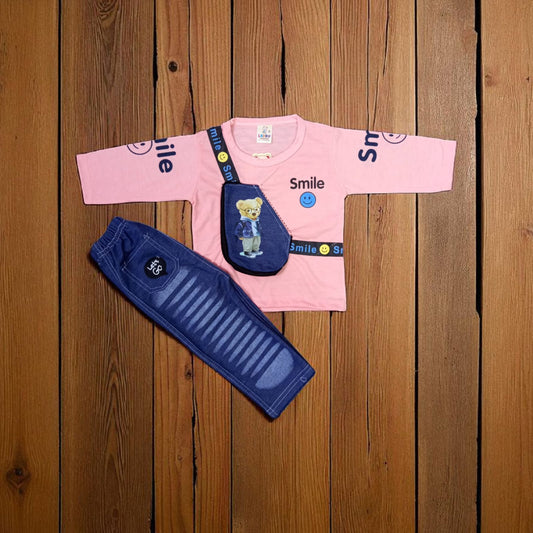 Baby Suit Smile Bear Pink (1 to 6 Months)