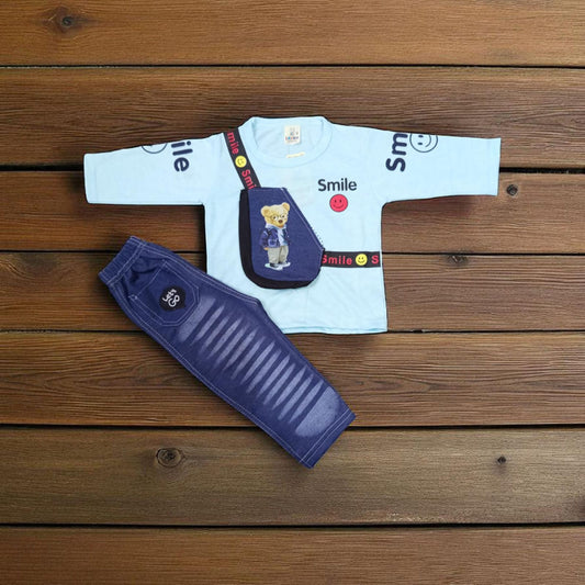 Baby Suit Smile Bear Blue (1 to 6 Months)