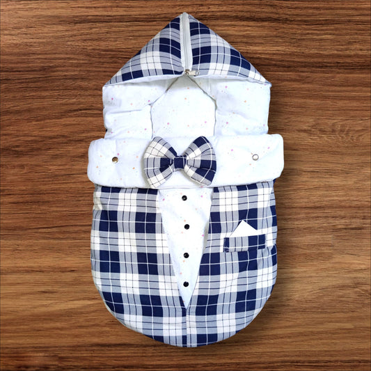 New Born Baby Foamic Check Bow Blue **