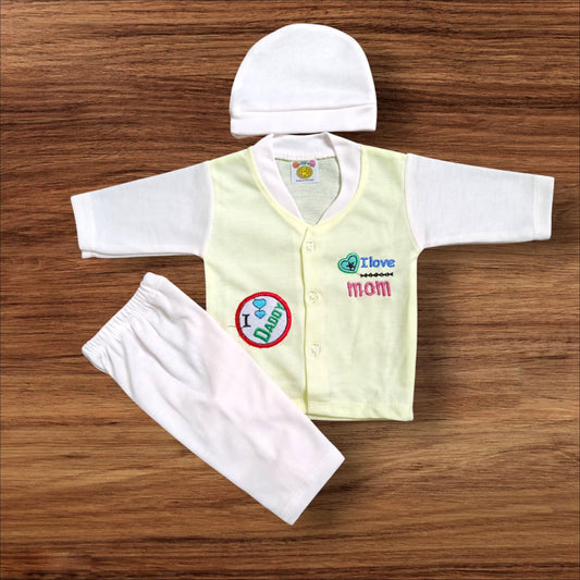 New Born Baby Suit I love Mom Pink