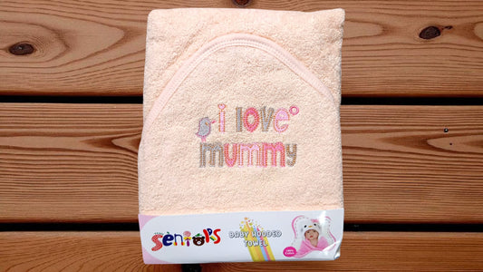 New Born baby Wrapping Towel I love Mummy Peach