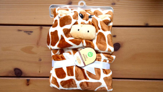 New Born Baby Character Winter Swaddle Giraffe Brown