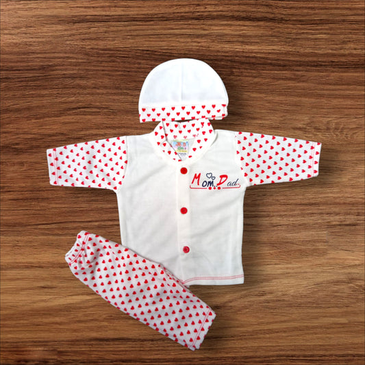 New Born Baby Suit Momdad Red