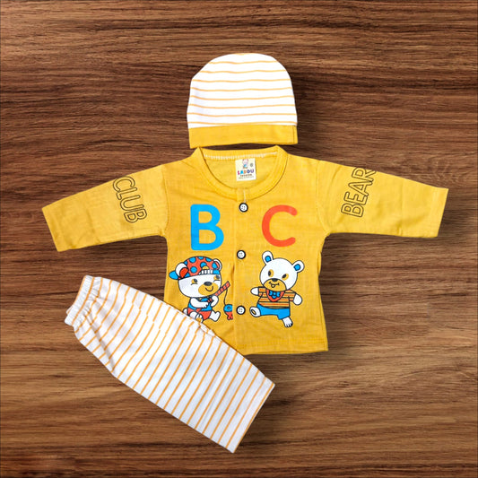 New Born Baby Suit Club Bear Yellow