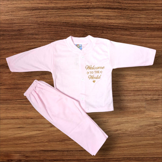 Baby Suit Welcome World Pink (1 to 6 Months)