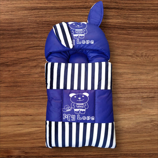 Newborn Baby Hooded Carry Nest Valvet Lining Blue
