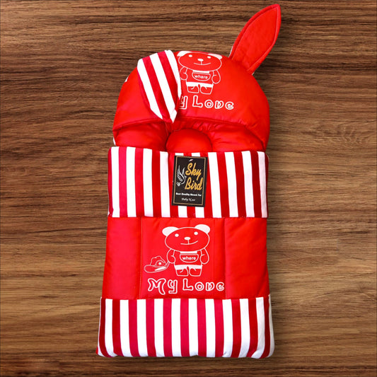 Newborn Baby Hooded Carry Nest Valvet Lining Red