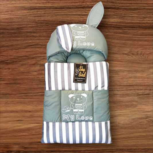 Newborn Baby Hooded Carry Nest Valvet Lining Grey