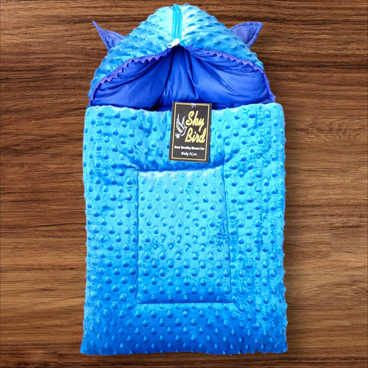 Newborn Baby Hooded Carry Nest Valvet Dot Blue