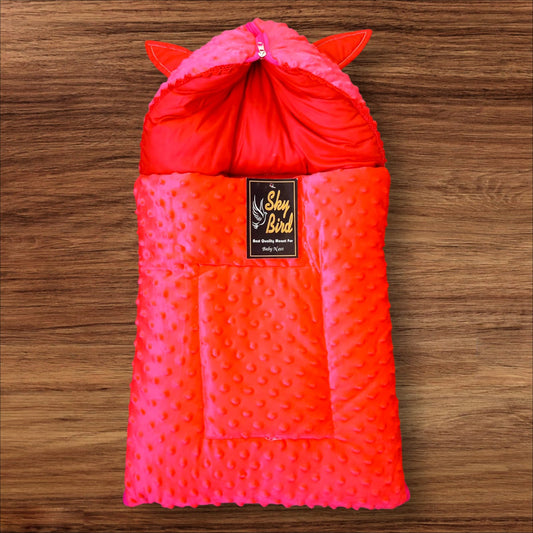 Newborn Baby Hooded Carry Nest Valvet Dot Red
