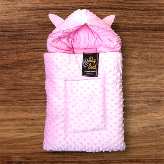 Newborn Baby Hooded Carry Nest Valvet Dot Pink