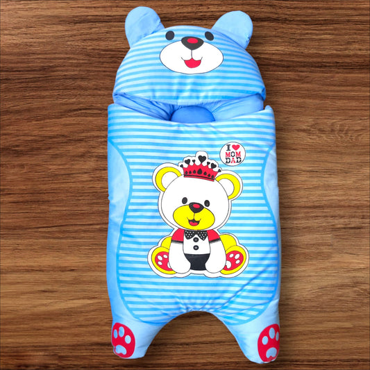 Newborn Baby Hooded Carry Nest Valvet Bear Blue