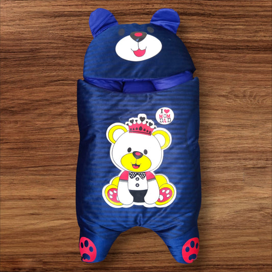 Newborn Baby Hooded Carry Nest Valvet Bear Navy Blue