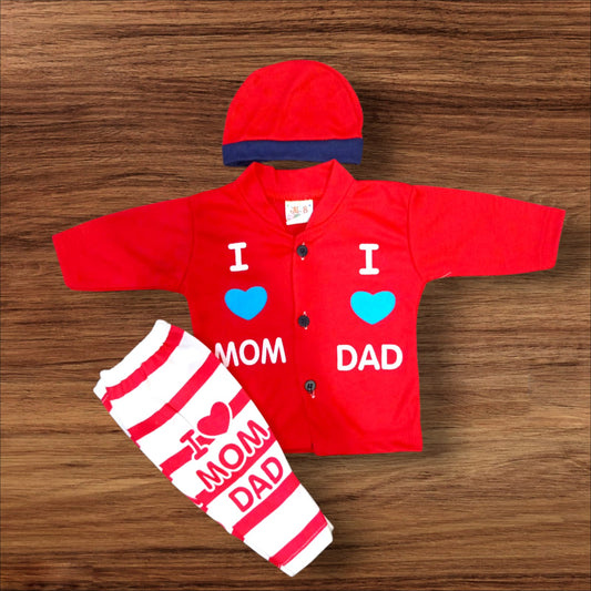 New Born Baby Suit Mom Dad Red