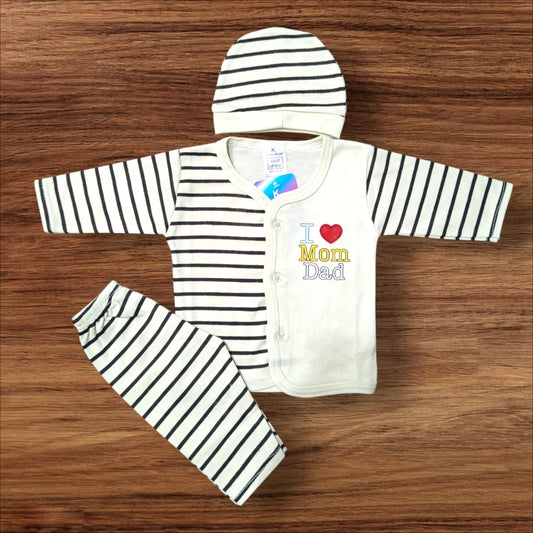 New Born Baby Suit i love mom dad Green