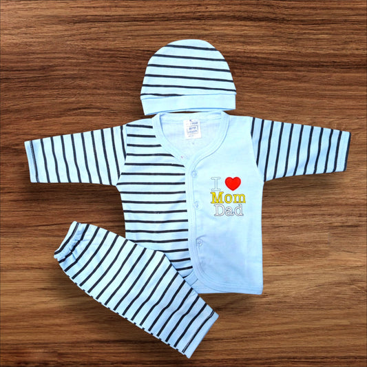 New Born Baby Suit i love mom dad Blue
