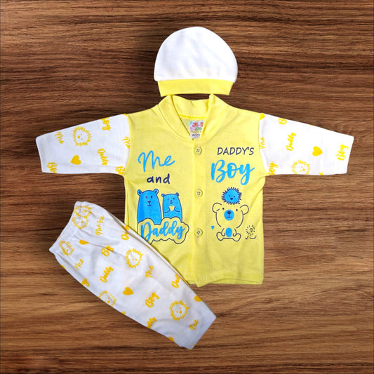 New Born Baby Suit Daddys Boy Yellow