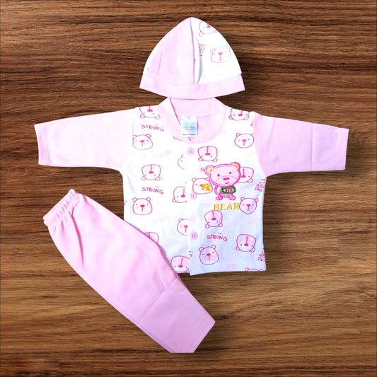 New Born Baby Suit Bear Pink