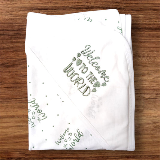 New Born baby Wrapping Sheet Welcome Green