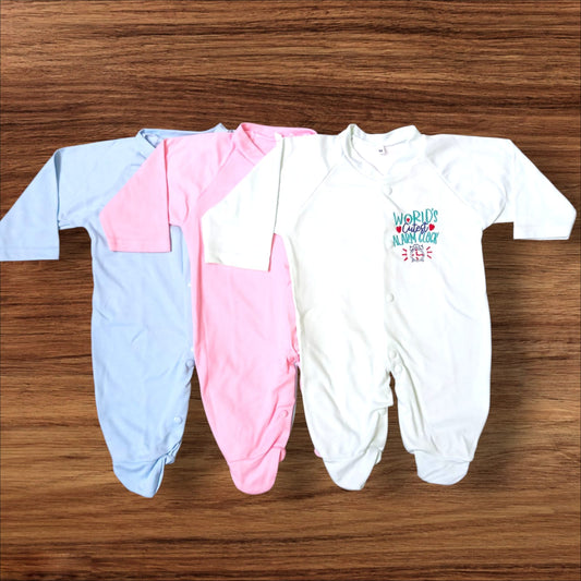 Baby Footed Plain Rompers Pack of 3 (3 to 6 months)