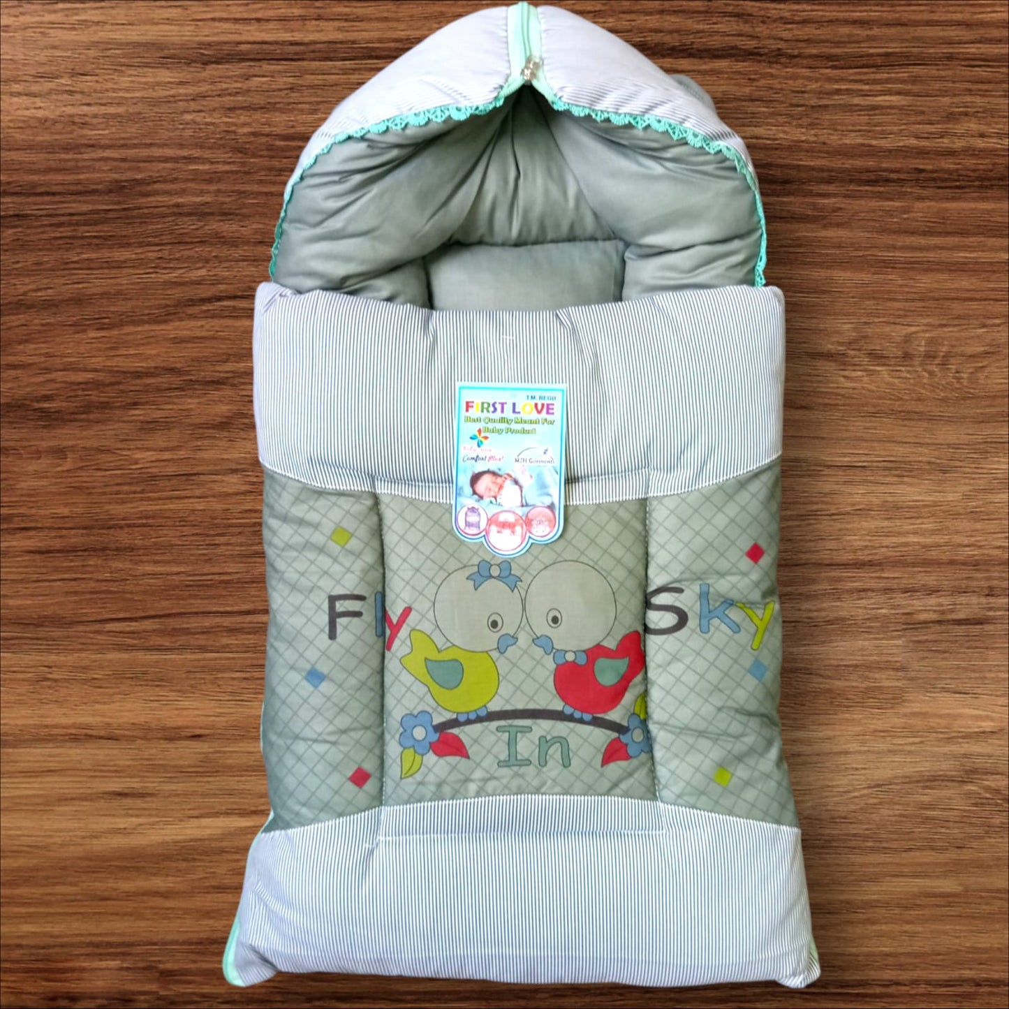 Baby Hooded Carry Nest Cotton Frisky Green