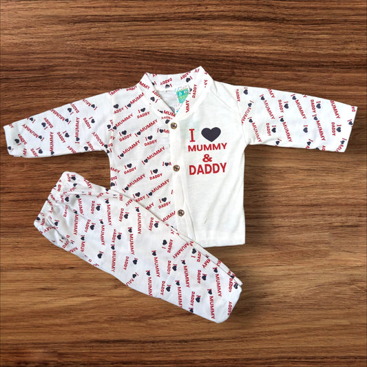 Baby Suit I Love Mummy & Daddy Red (1 to 6 Months)