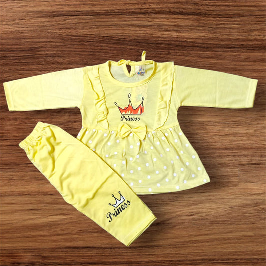 Baby Girl Frock Princess (1 to 6 months) Yellow