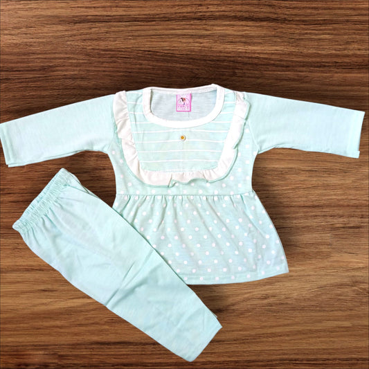 Baby Girl Frock Lining Dot (1 to 6 months) Green
