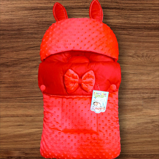 Baby Hooded Carry Nest Valvet Bow Dot Red