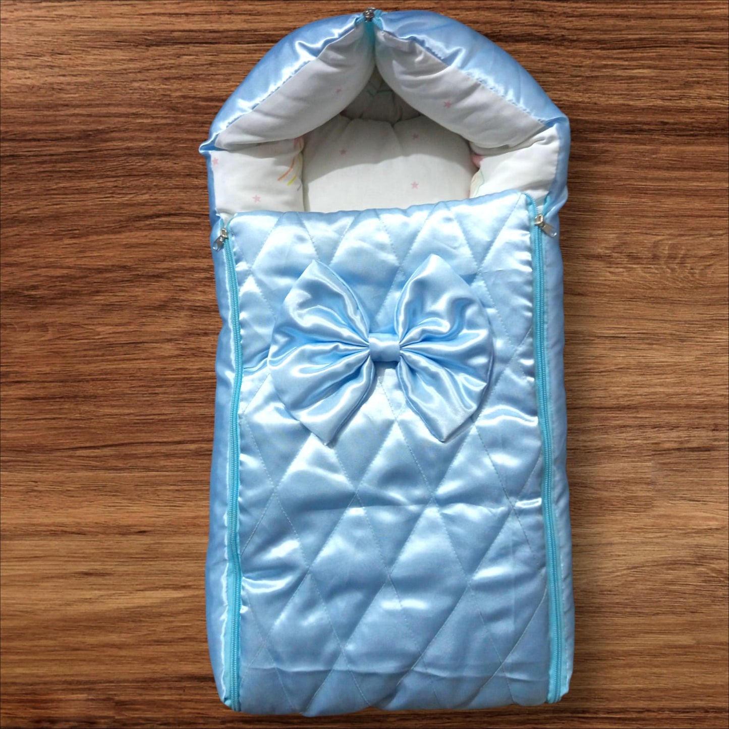 Baby Hooded Carry Nest Silk Light Blue