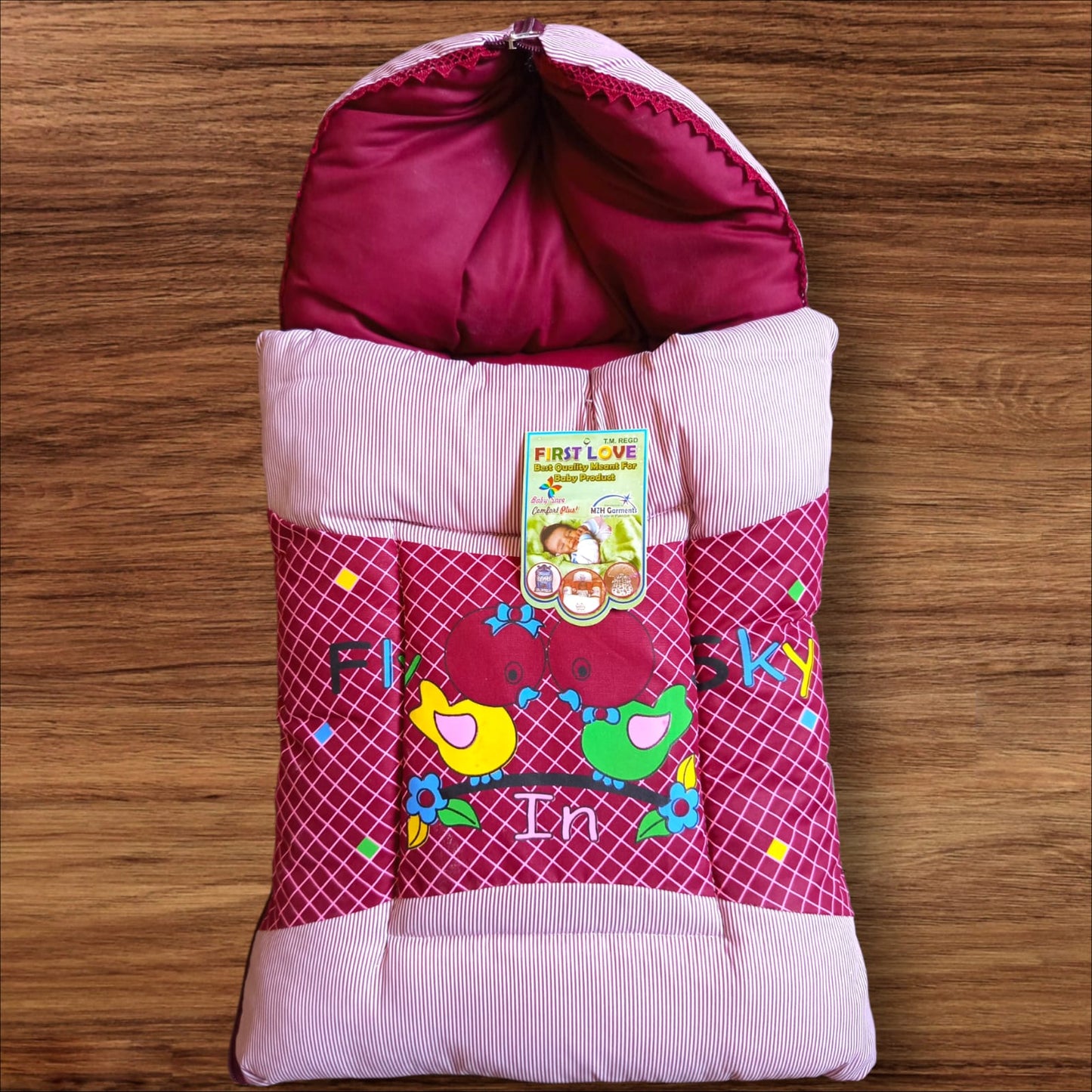 Baby Hooded Carry Nest Cotton Frisky Maroon