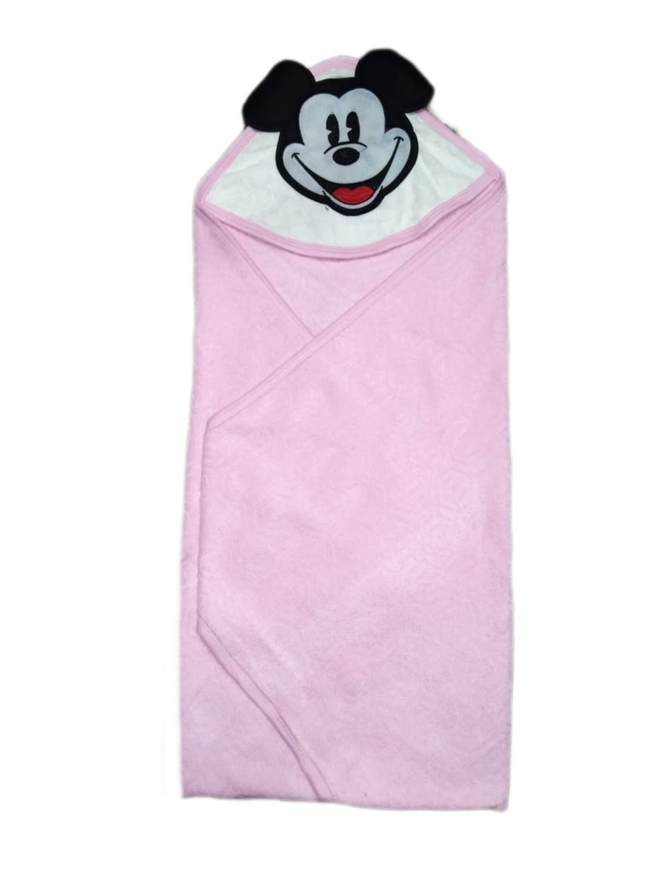 New Born Baby Hooded Wrapping Towel Micky Pink **